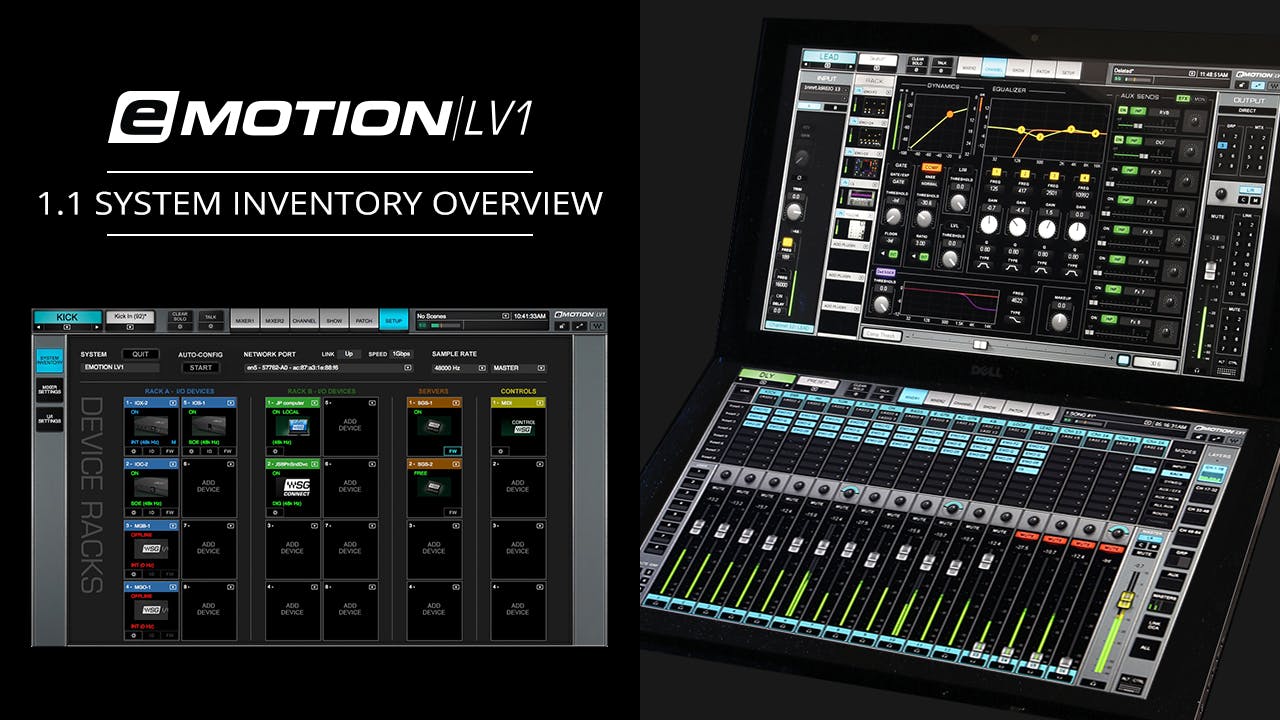 EMotion LV1 Tutorial 1 1 Setup Window System Inventory Waves Audio