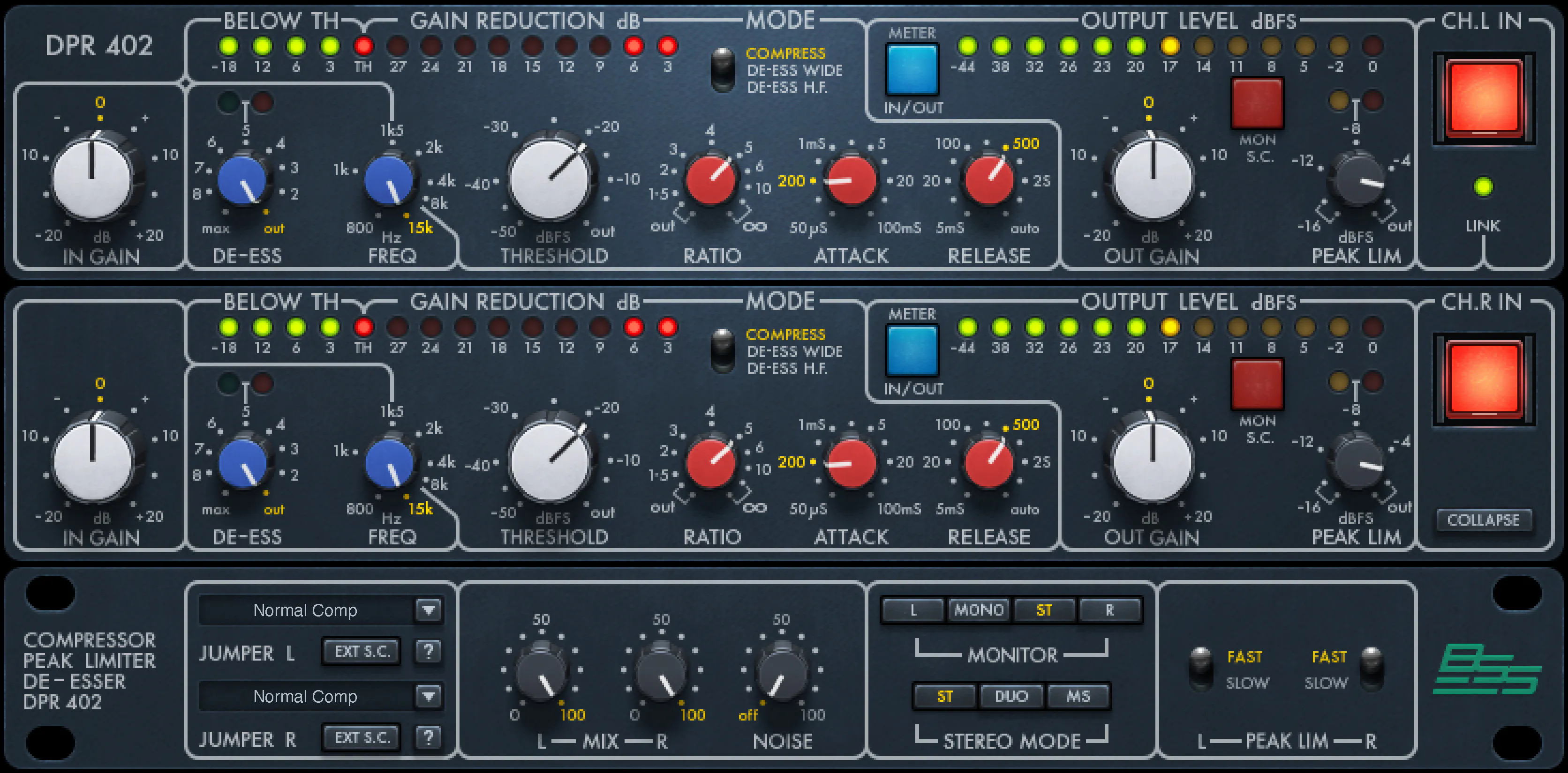 BSS DPR-402 Compressor/Limiter/De-Esser Plugin BSS DPR-402 Compressor/Limiter/De-Esser Plugin