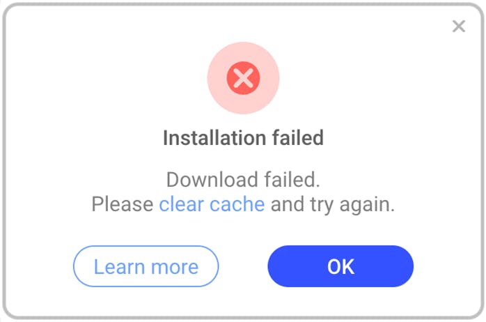 AInstallation failed – Please restart and try again