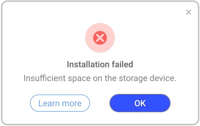 AInstallation failed – Please restart and try again