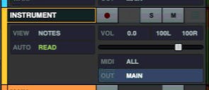 On the routing section of the Instrument track, click the Out section