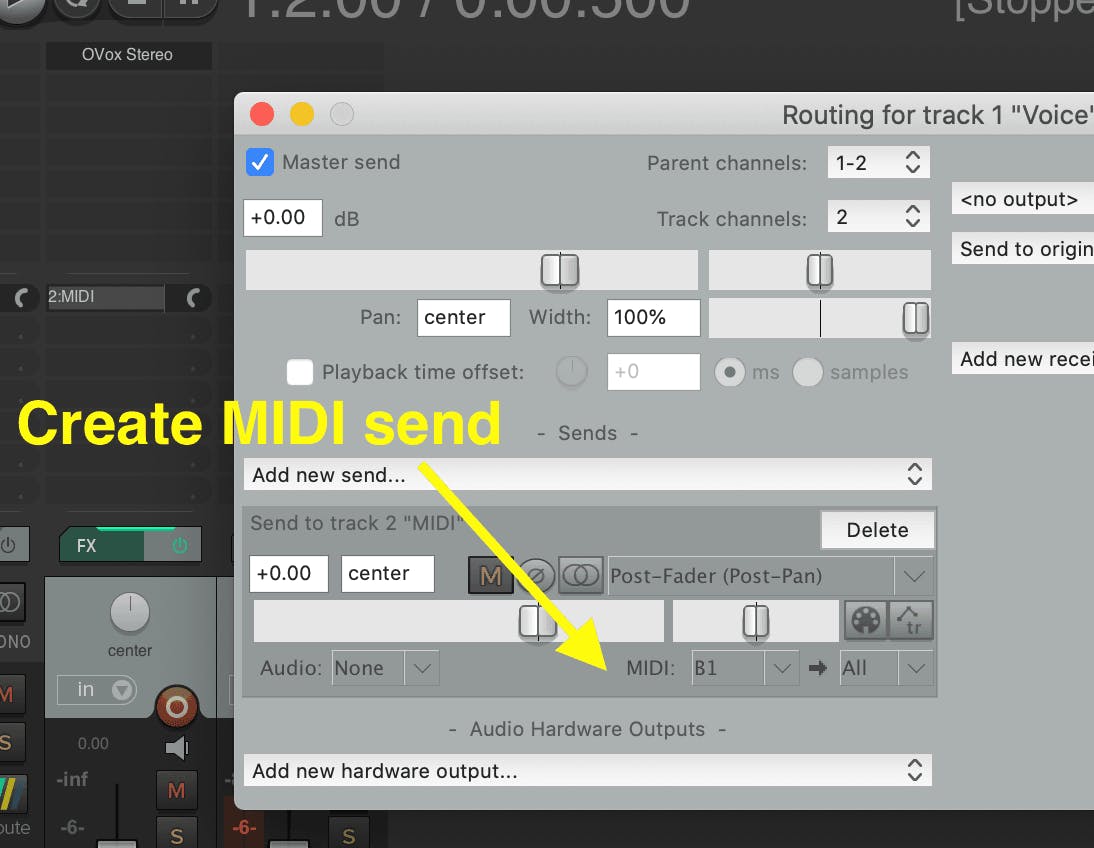 reate a send from the Voice channel into the MIDI channel