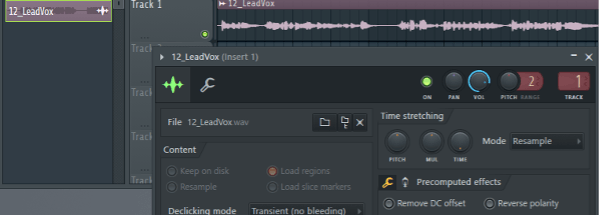 Import audio to a new FL Studio session. Double-click on the waveform, and set the Track to 1 to assign the audio to an audio track