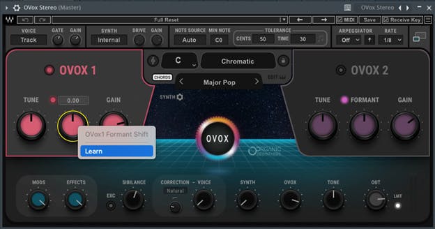 Open the Waves plugin, right-click on the parameter you wish to control and click Learn