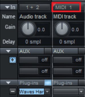 Select the correct input for MIDI track
