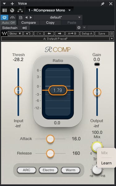 Open the Waves plugin, right-click on the parameter you wish to control and click Learn