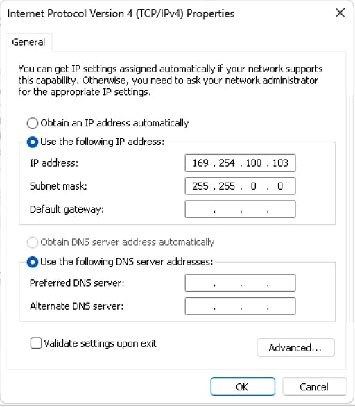 Access the IPV4 settings