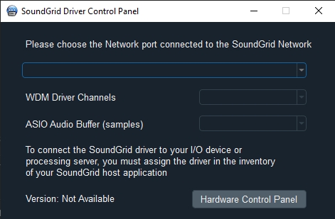 SoundGrid Driver Control Panel