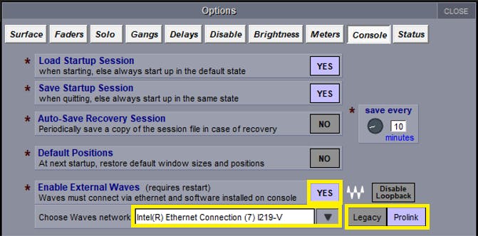 Click on ProLink and power cycle the console