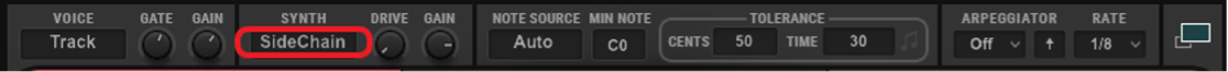 In Ovox, set the Synth section to SideChain