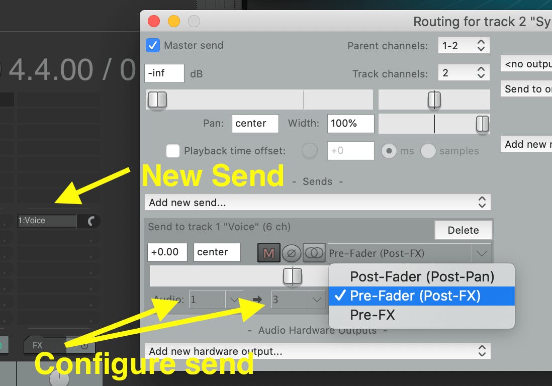 Create a new send in the Carrier track just created