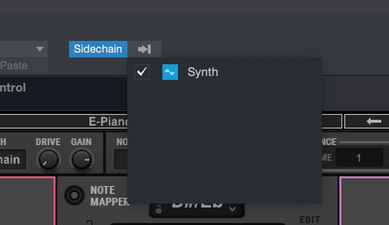 Open OVox and set the Synth track as its Sidechain