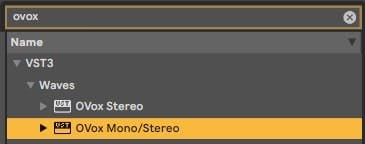 Search for OVox in your plugin list, and open it on the audio track.
