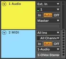 Create a new MIDI track and assign its output to the audio track.