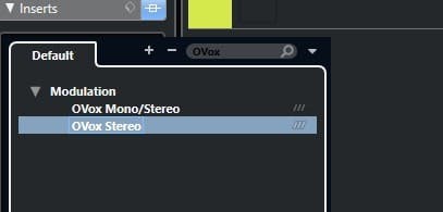 Search for OVox in your insert plugins list, and open it on the audio track.