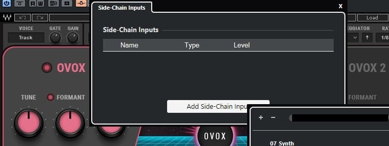 Click the arrow next to the sidechain icon.