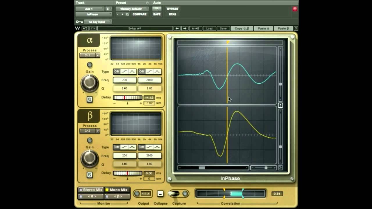 Aligning Two Mono Tracks Routing to a Stereo Aux with InPhase