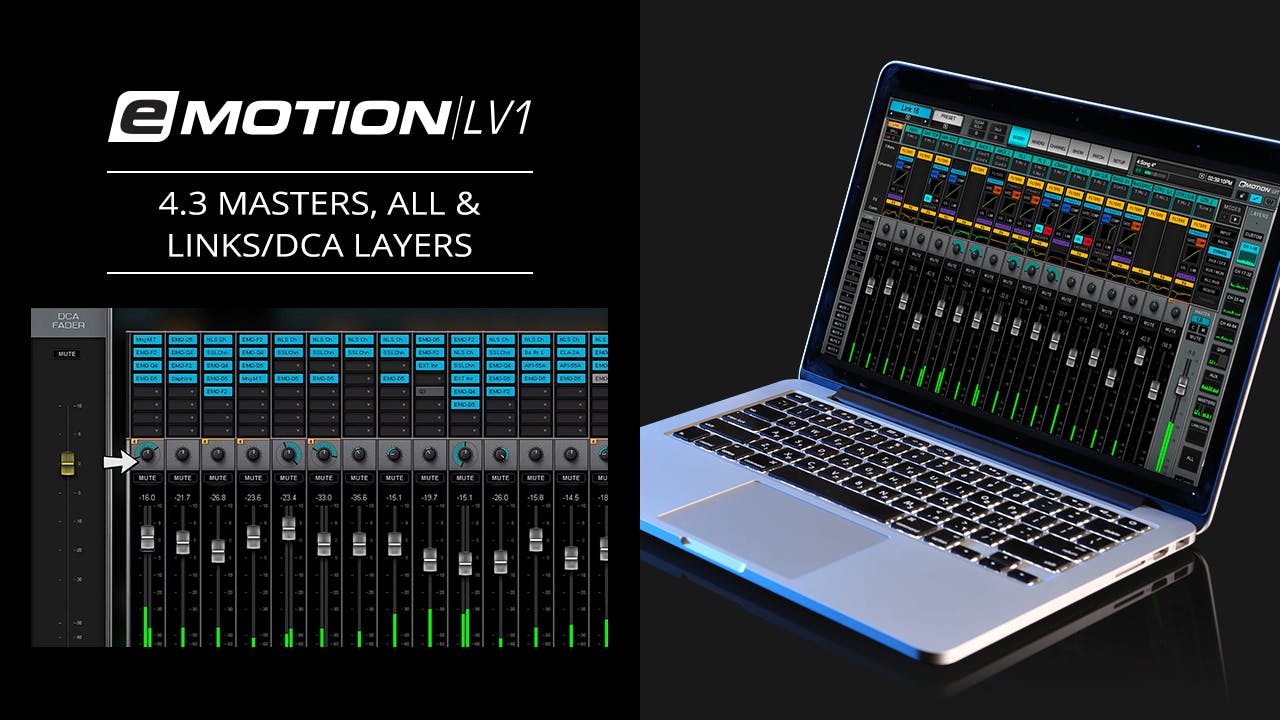 eMotion LV1 Tutorial 4.3 Mixer Window Layers Masters, All & DCA